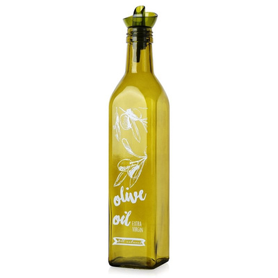 Butelka na oliwę i ocet szklana zielona z dozownikiem 500 ml