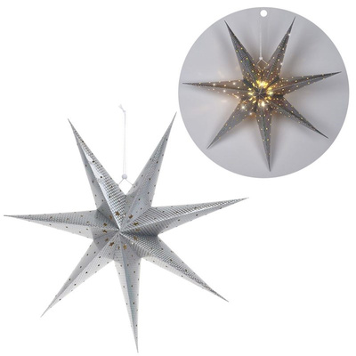 Gwiazda świecąca papierowa srebrna wisząca 60 cm