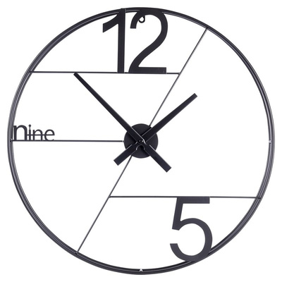 Zegar ścienny metalowy czarny 58 cm