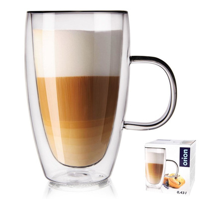 Szklanka termiczna z podwójną ścianką do kawy latte DOUBLE 430 ml