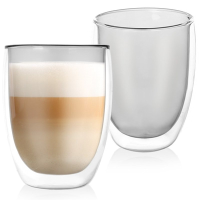 Szklanki termiczne z podwójną ścianką do kawy latte DOUBLE 370 ml 2 szt.