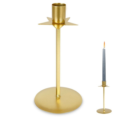 Świecznik metalowy złoty 18 cm