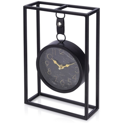 Zegar stołowy metalowy czarny 20,5x7,5x30 cm