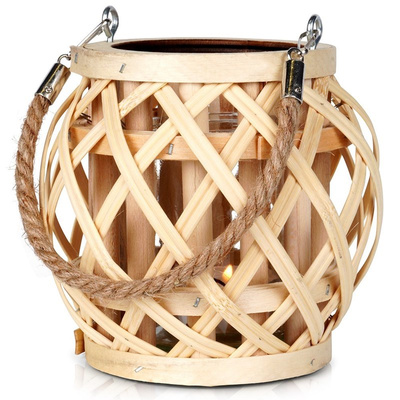 Lampion na świeczkę bambusowy 14,5x14 cm