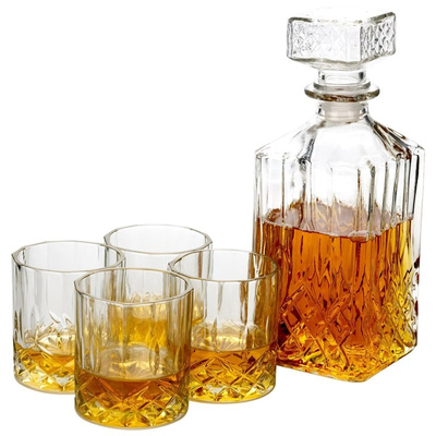 Karafka i szklanki do whisky szklana 900 ml + 4x230 ml 5 el.
