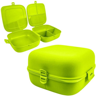 Pojemnik śniadaniowy lunchbox dzielony zielony 2x700 ml