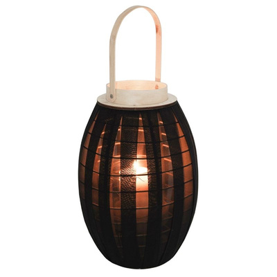 Lampion na świeczkę drewniany czarny 39,5 cm