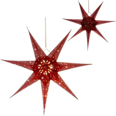 Gwiazda świecąca papierowa czerwona wisząca 60 cm