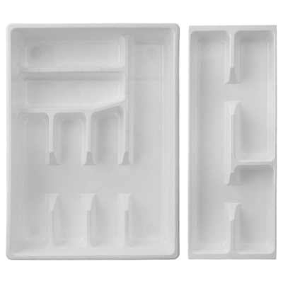 Wkład na sztućce do szuflady biały 2-poziomowy 38,5x28 cm