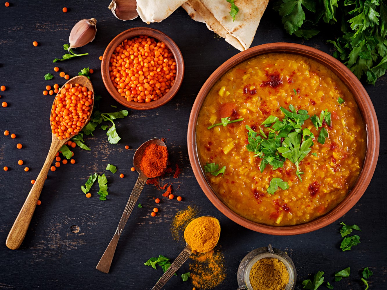 Aromatic Red Lentil Curry with Tomatoes and Coconut Milk