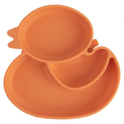 Plate for Kids Silicone Divided orange duck 19,5x19 cm