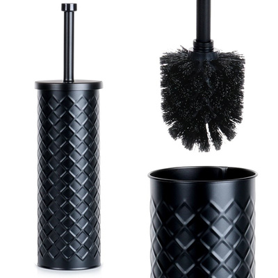 Toilet Brush with a Stand Metal Black 38x10 cm