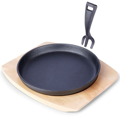 Serving Pan Cast Iron with a Board LITINA 22 cm 2 pcs