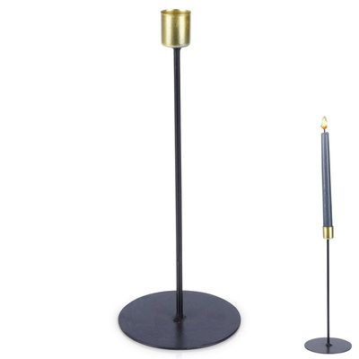 Candle Holder Metal Black Golden 25 cm