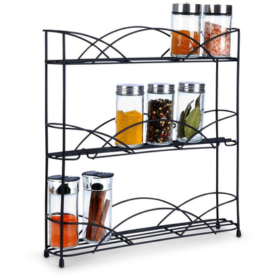 Spice Rack Metal Black 33,5x6,5x33,5 cm