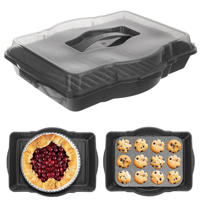 Cake Container with a Lid GREY 45x35 cm