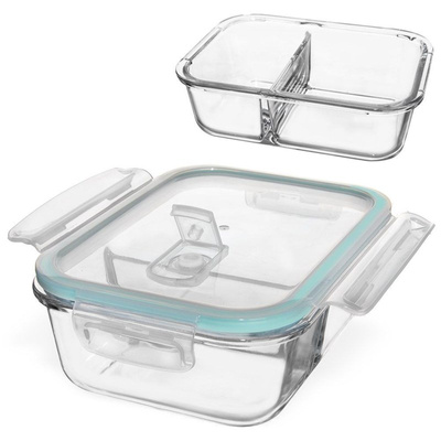 Food Container Glass with Lid and Gasket Divided 1 l