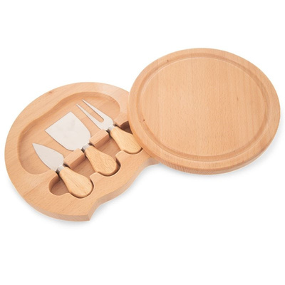 Cheese Board with Knives Wooden Foldable 4 pcs