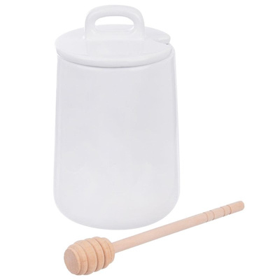 Honey Pot with Dipper Porcelain WHITELINE 470 ml