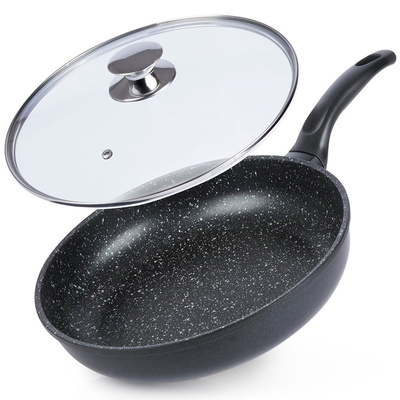 Frying Pan Granite with Glass Lid GRANDE 28 cm