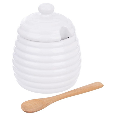 Honey Pot with Dipper Porcelain WHITELINE 340 ml