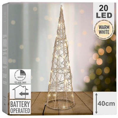 Luminous Christmas Cone Tree Gold 20 LED 40 cm