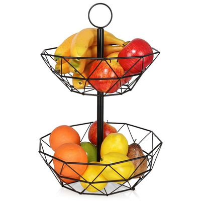 Fruit Basket Metal Black 2-Level