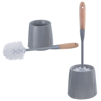 Toilet Brush with a Stand Bamboo Gray 40 cm