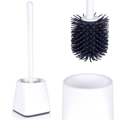 Toilet Brush Silicone with a Stand White