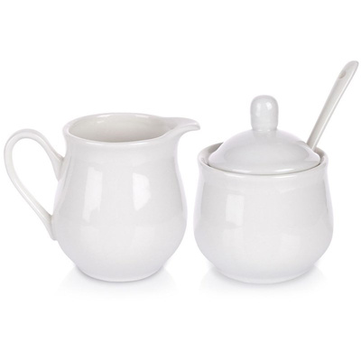 Sugar Bowl and Milk Jug Porcelain White 2x 150 ml 3 pcs