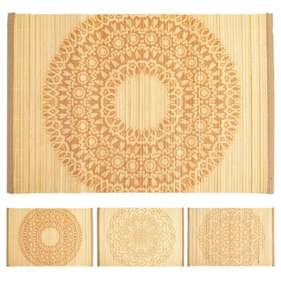 Placemat Bamboo Rectangular Rolling MANDALA 45x30 cm