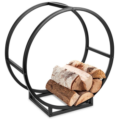 Firewood Log Rack Metal Black 50 cm