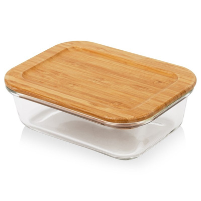 Food Container Glass with Bamboo Lid and Gasket Heat-Resistant Dish ARIZONA 650 ml