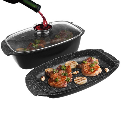 Roasting Tin Granite with Lid 3 in 1 GRANDE 5 l, 39x22 cm