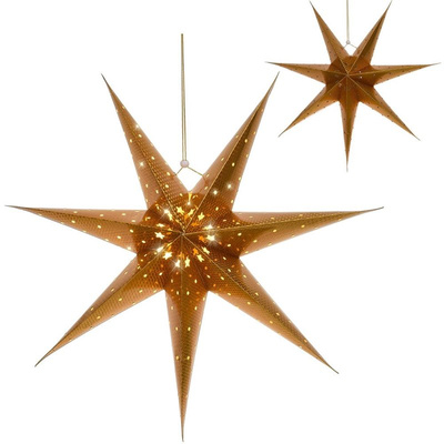 Lighted Star Paper Gold Hanging 60 cm