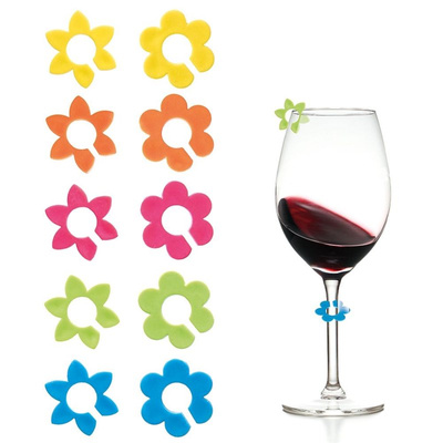 Wine Glass Charms Flowers 10 pcs