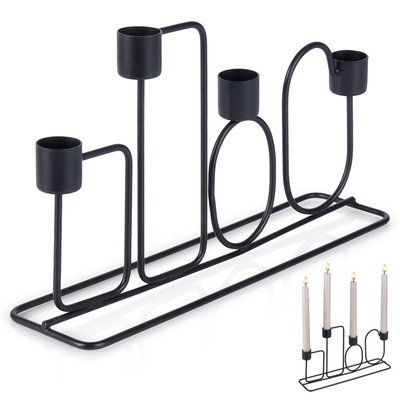 Candle Holder Metal Black for 4 Candles 27x7x16 cm