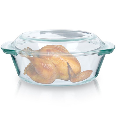 Heat-resistant glass roaster lid 2 l+750 ml