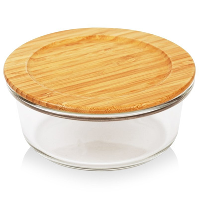 Food Container Glass with Bamboo Lid and Gasket Heat-Resistant Dish ARIZONA 600 ml