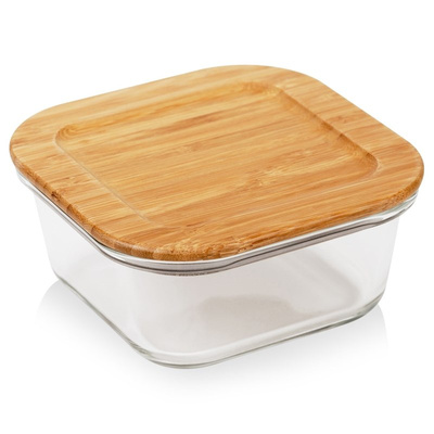 Food Container Glass with Bamboo Lid and Gasket Heat-Resistant Dish ARIZONA 450 ml