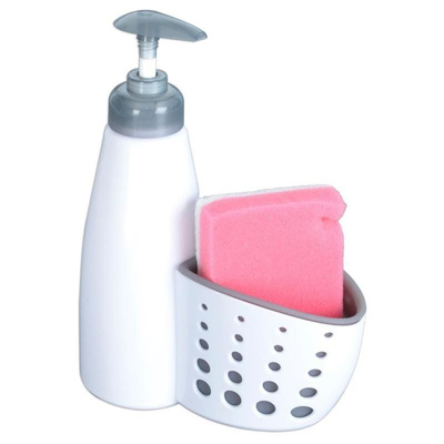 Kitchen Soap Dispenser with Sponge Holder White 370 ml