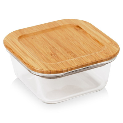 Food Container Glass with Bamboo Lid and Gasket Heat-Resistant Dish ARIZONA 300 ml