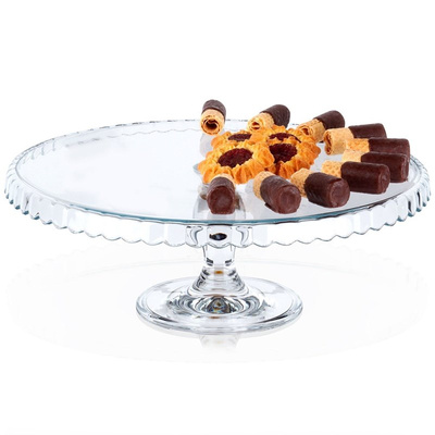 ORION Cake stand / tray / cake tin glass ROUND 32 cm