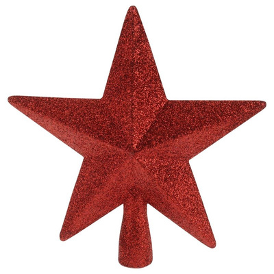 Czubek szpic na choinkę nietłukący czerwony gwiazda 19 cm