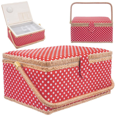 Sewing Box Red Polka Dots 24x18x12 cm