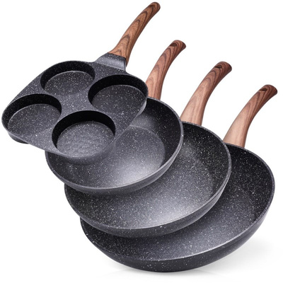 Frying Pan Set Granite BLACK&WOOD 20 / 24 / 28 cm 3 pcs