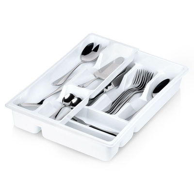 Cutlery Drawer Organiser White 2-Level 38,5x28 cm