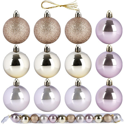 Christmas Baubles Pink Golden Unbreakable 5 cm 12 pcs