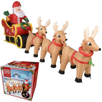 Outdoor Inflatable Figure Santa Claus with Reindeers with LED Lighting XXL 3,4 m