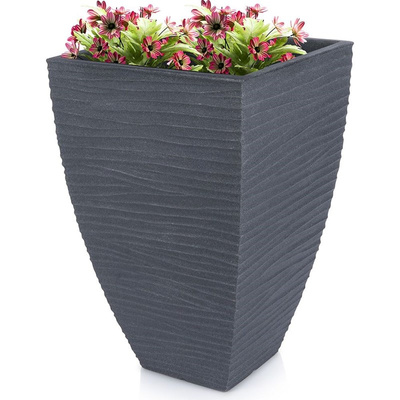 Garden Flower Pot Plastic Gray Square 39x39x60 cm